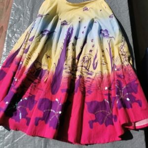 Mexican feel summer skirt floral flower sequin yellow pink blue purple
